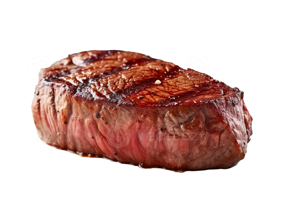 a piece of steak on a white background