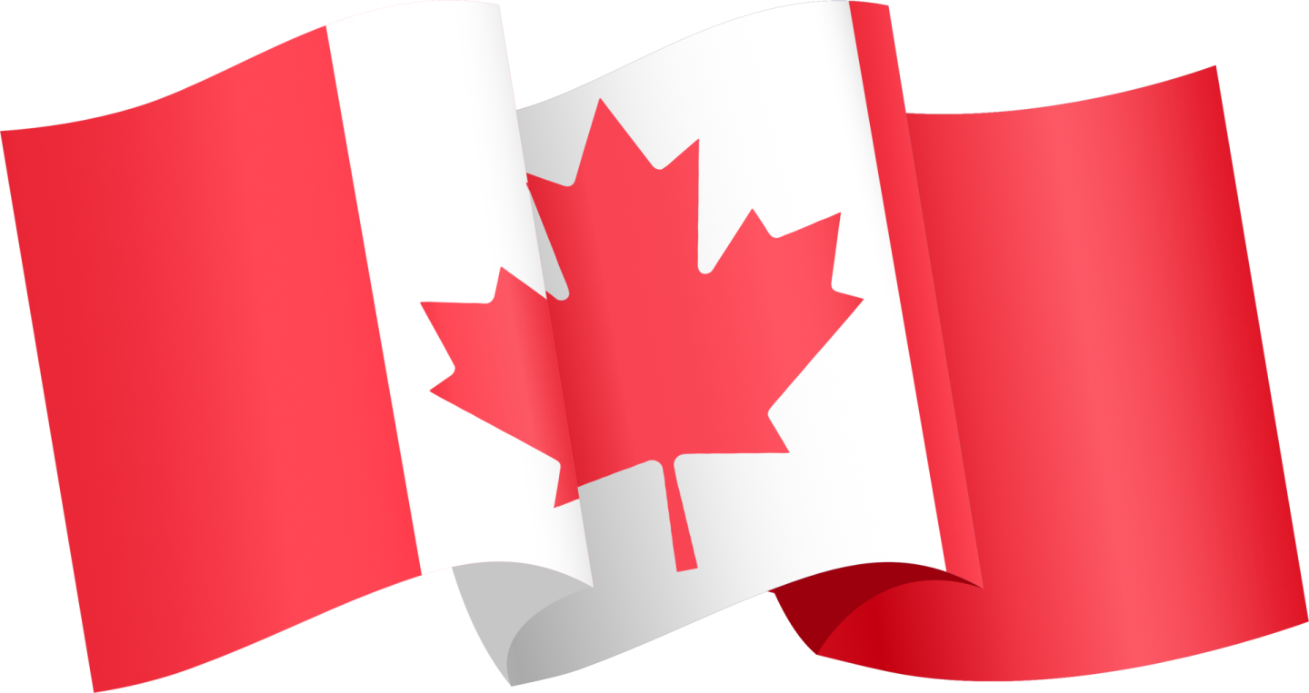 the canadian flag is waving in the wind