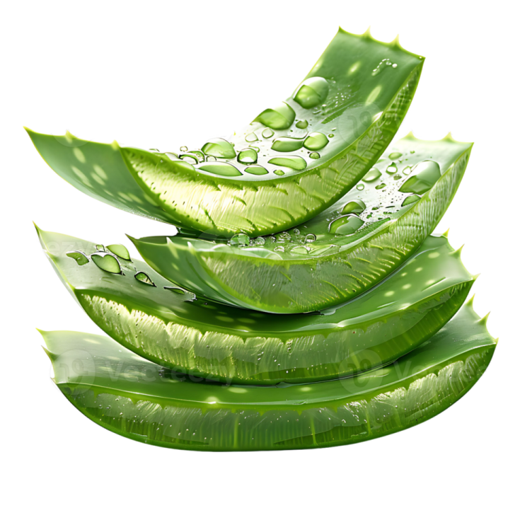a pile of aloea leaves with water drops