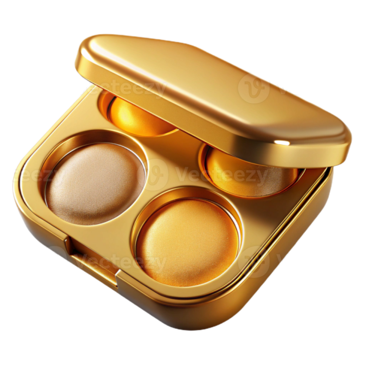 a gold box with three eyeshades
