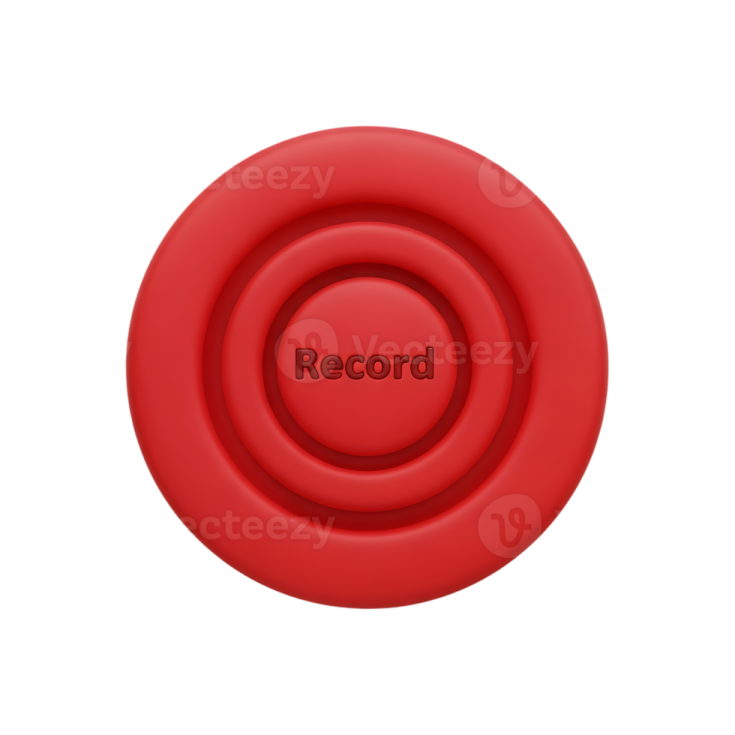 a red button with the word record on it