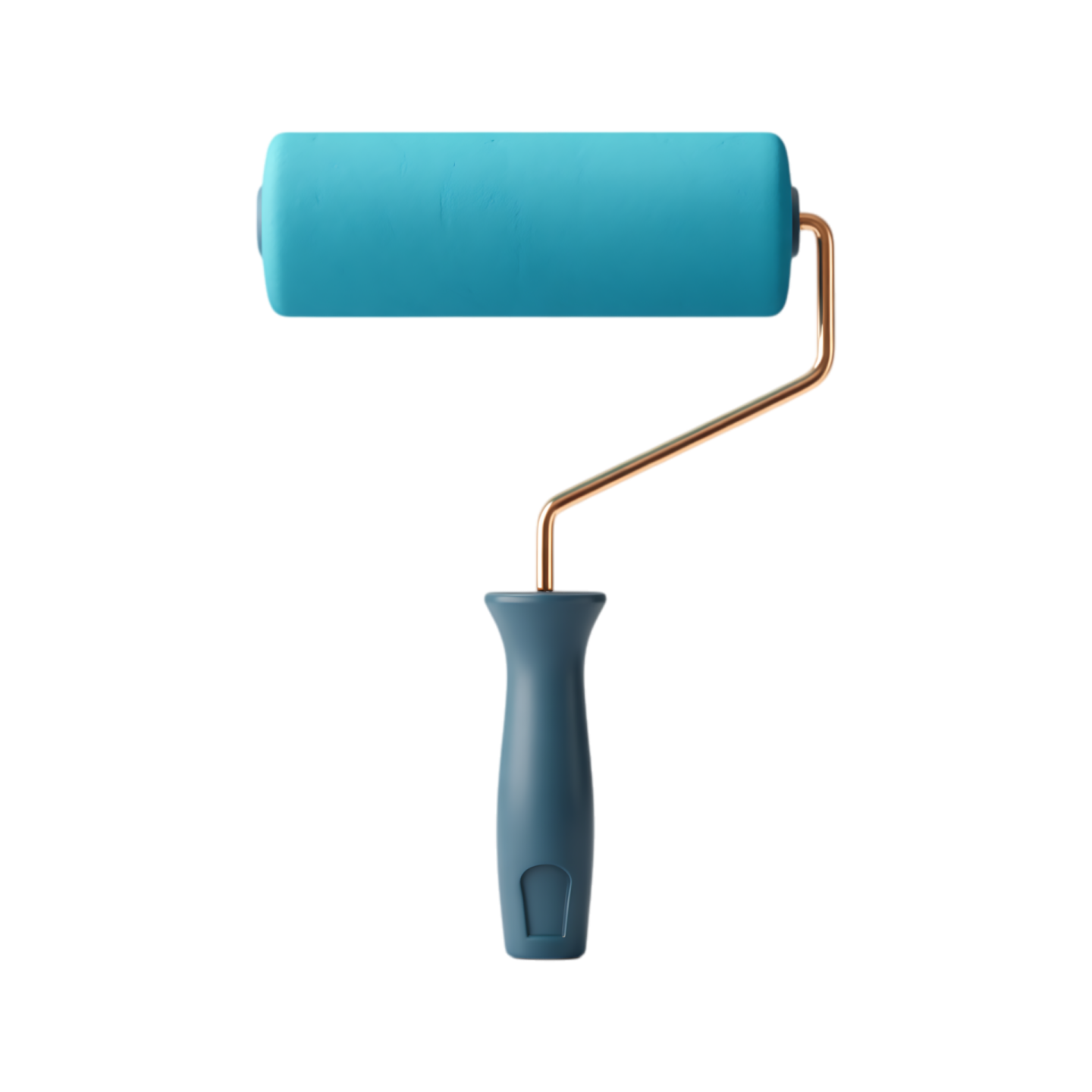a blue paint roller on a white background