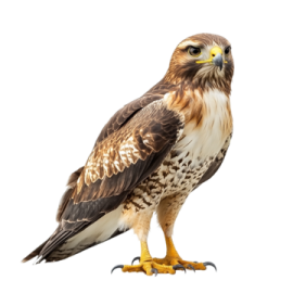 a hawk standing on top of a white surface