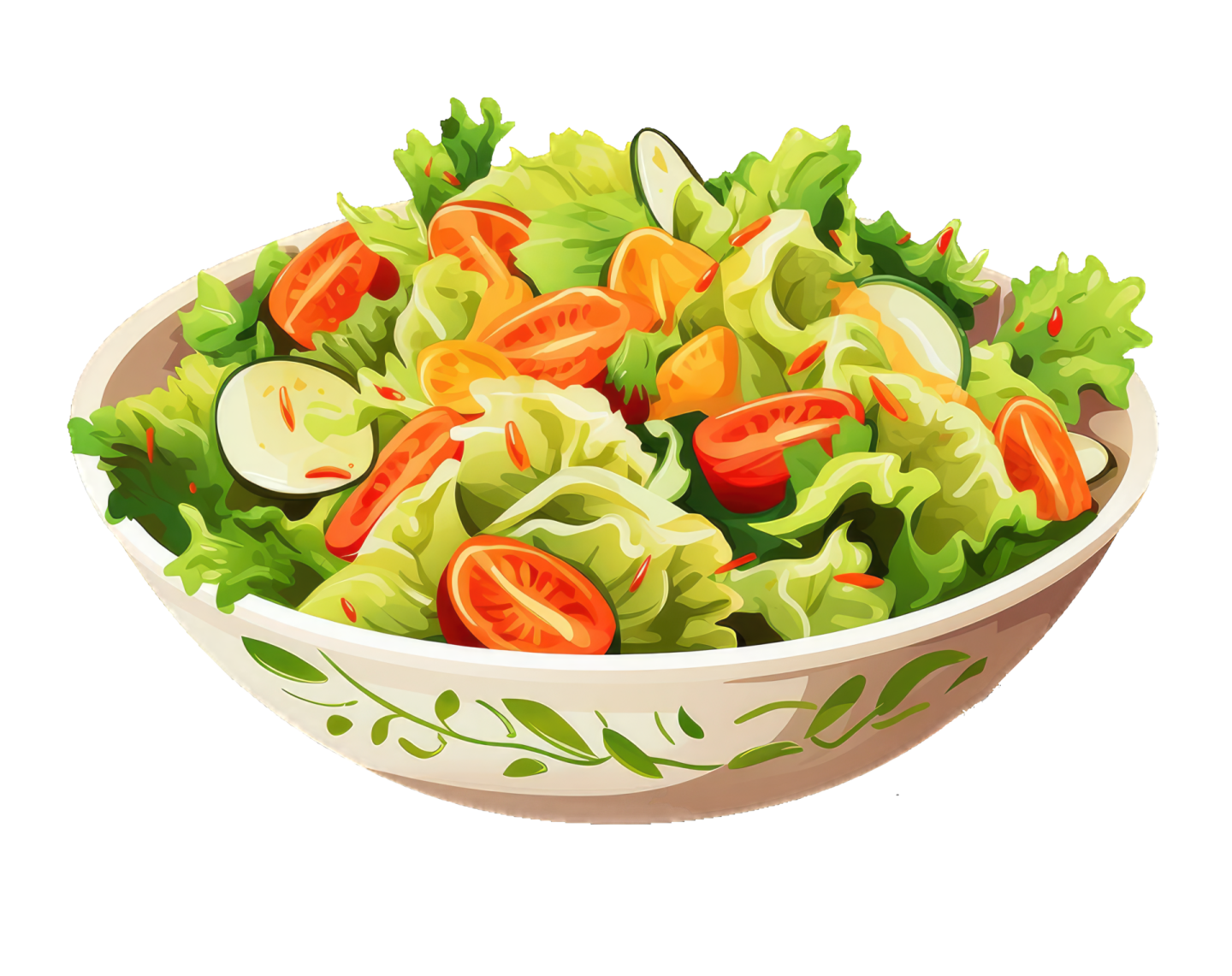 a bowl of salad with lete and tomatoes