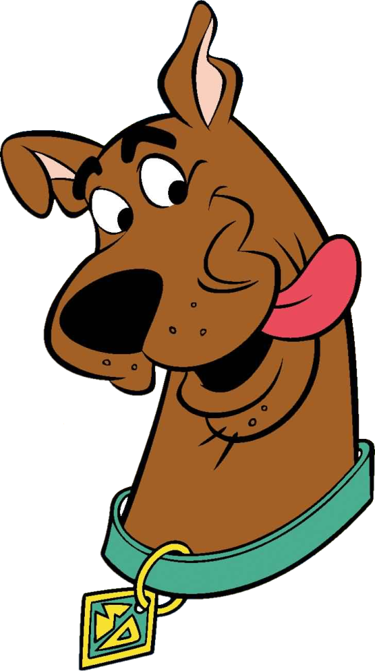 a cartoon dog with a collar around its neck