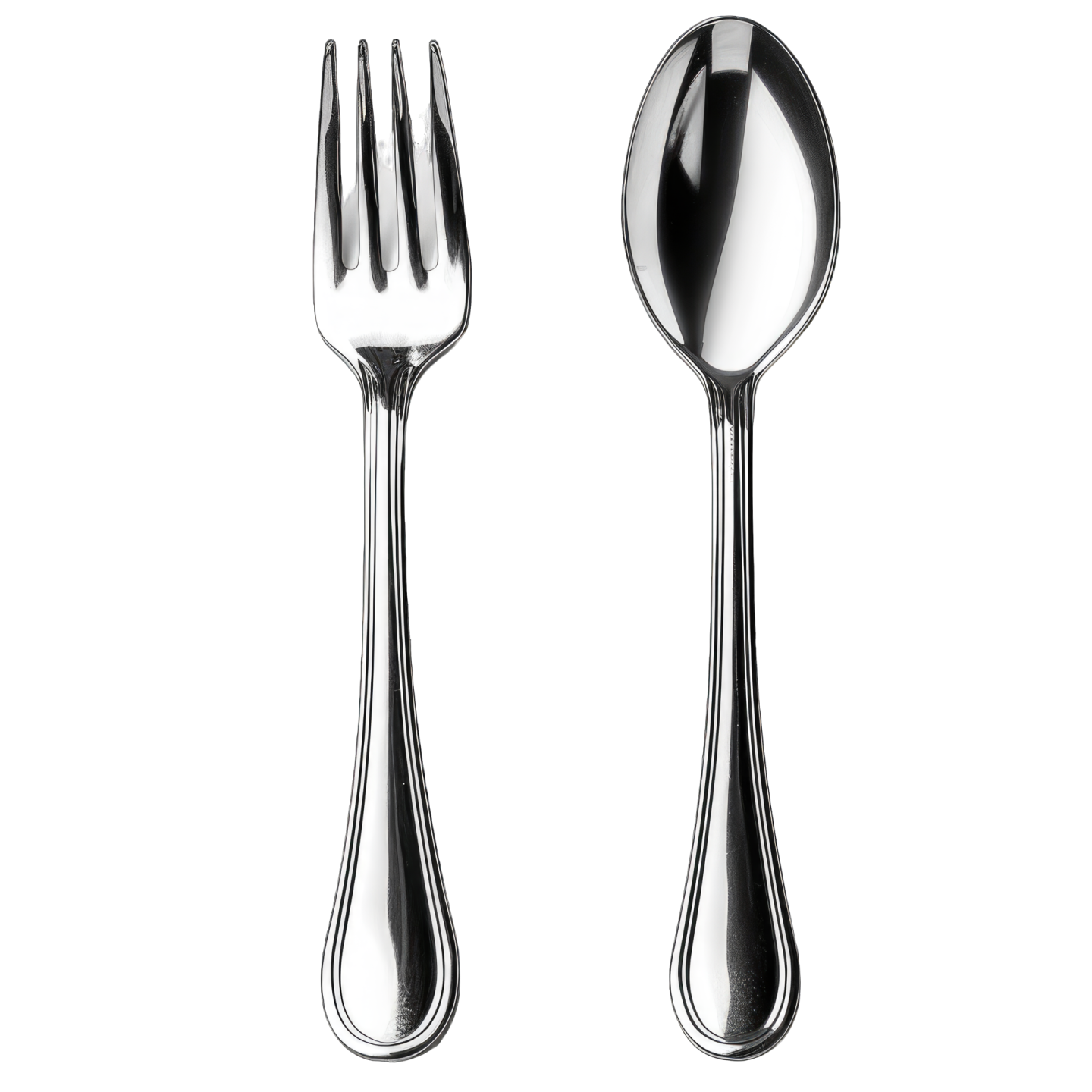 a set of silverware on a white background
