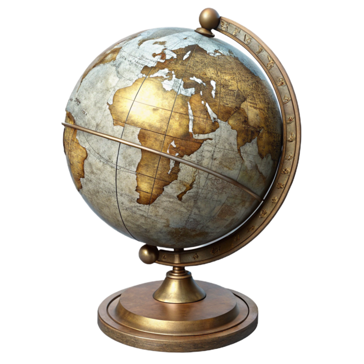 an antique globe on a wooden stand