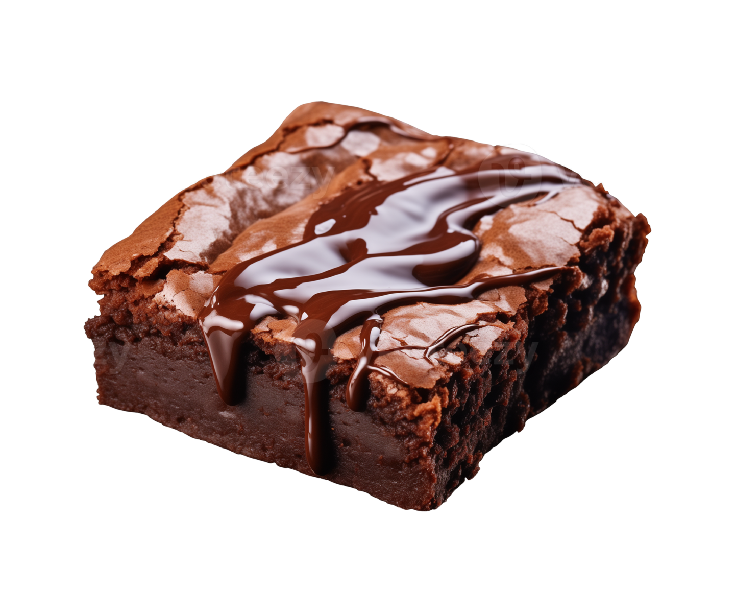 a piece of brownie on a white background