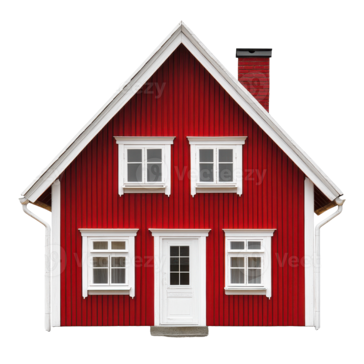 a red house on a white background