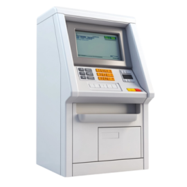 an atm machine on a white background