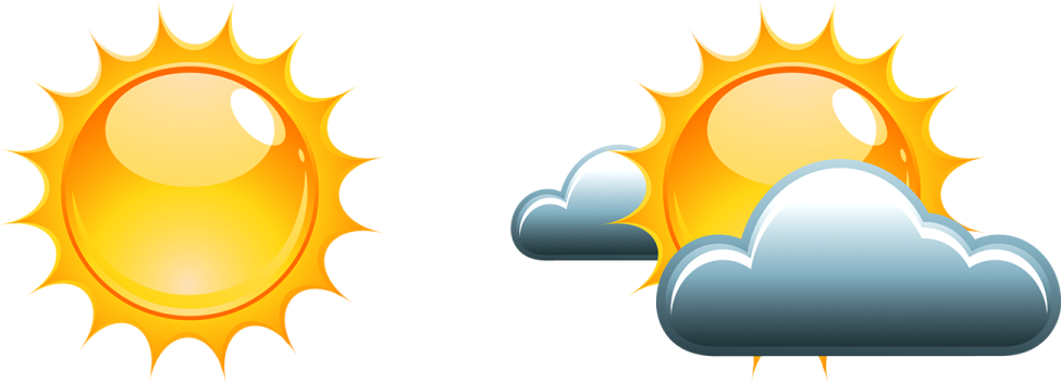 two sun and cloud icons