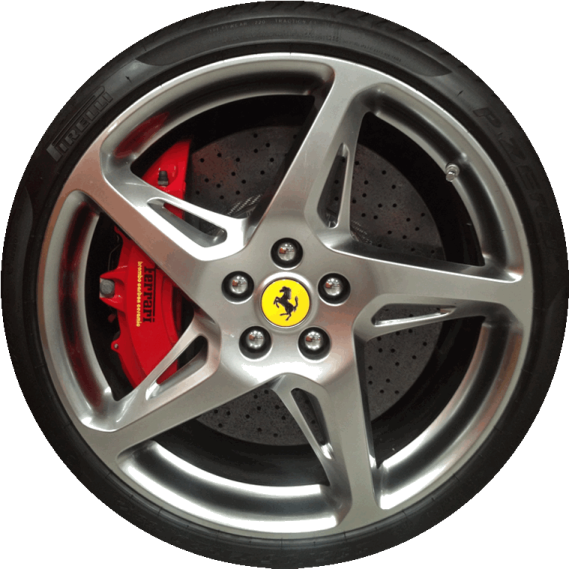 the wheel of a ferrari car