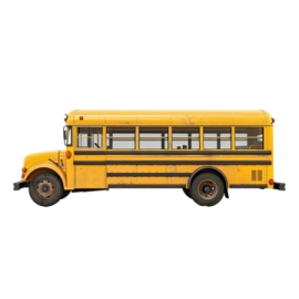a yellow school bus on a white background