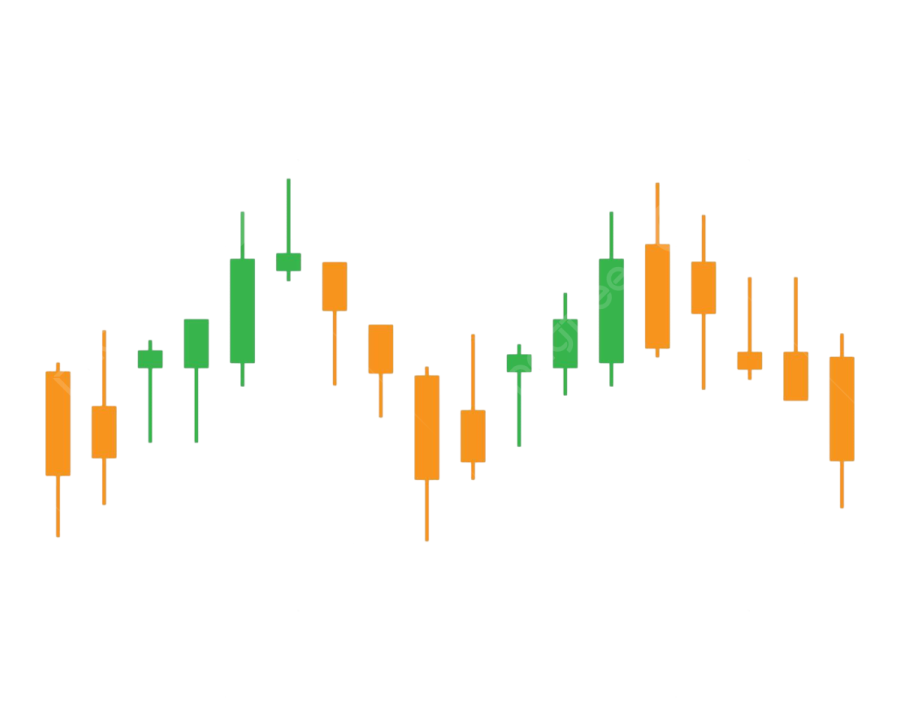 an orange and green candles pattern on a white background