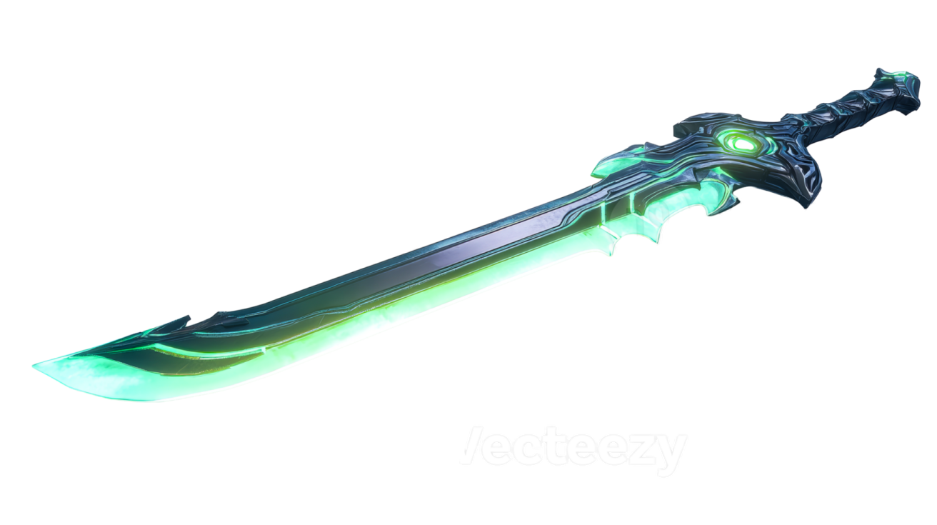 an image of a green and black sword