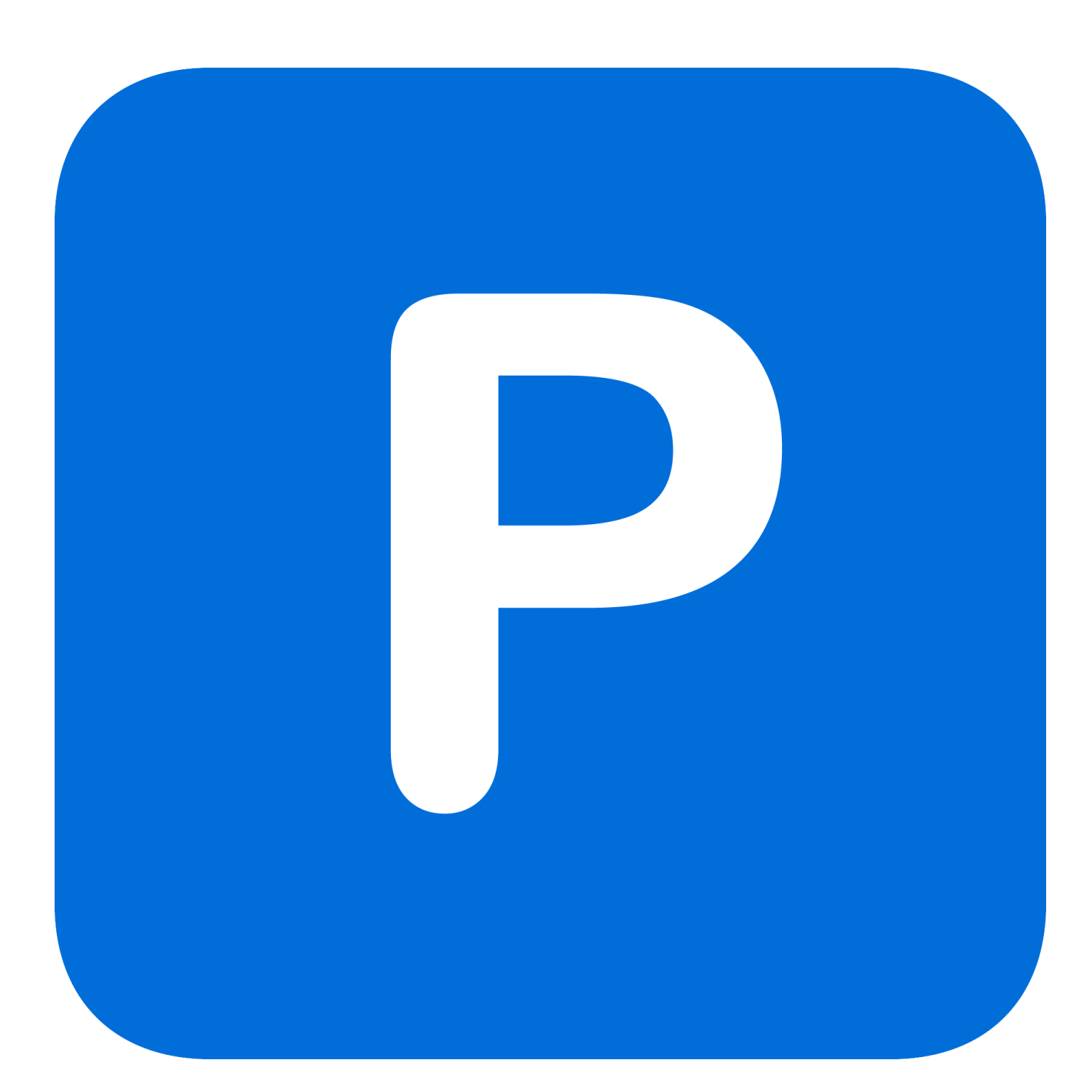 a blue parking sign with the letter p