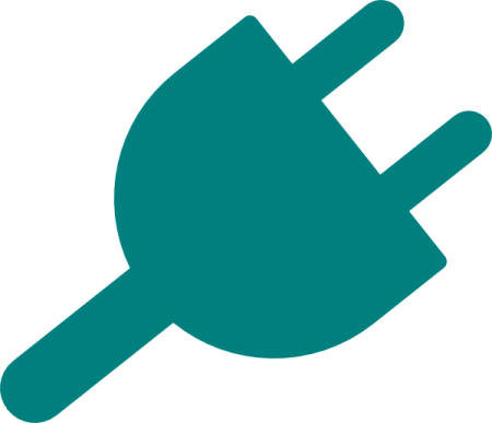 a green plug icon with a white background