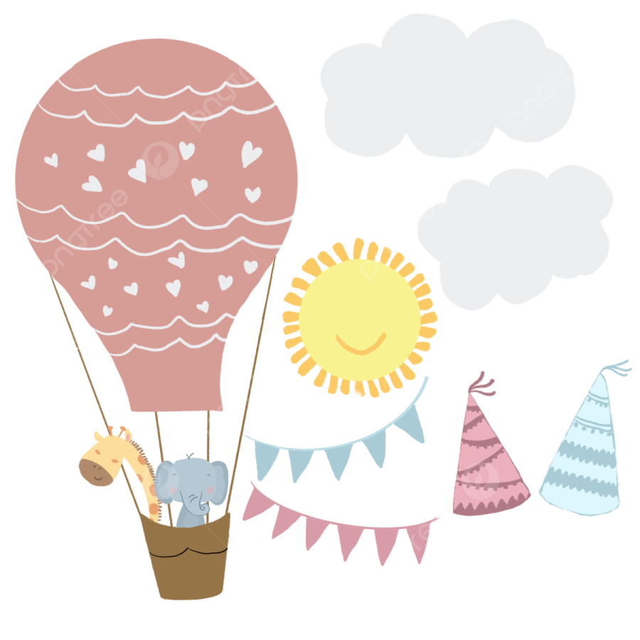 an illustration of a hot air balloon flying in the sky