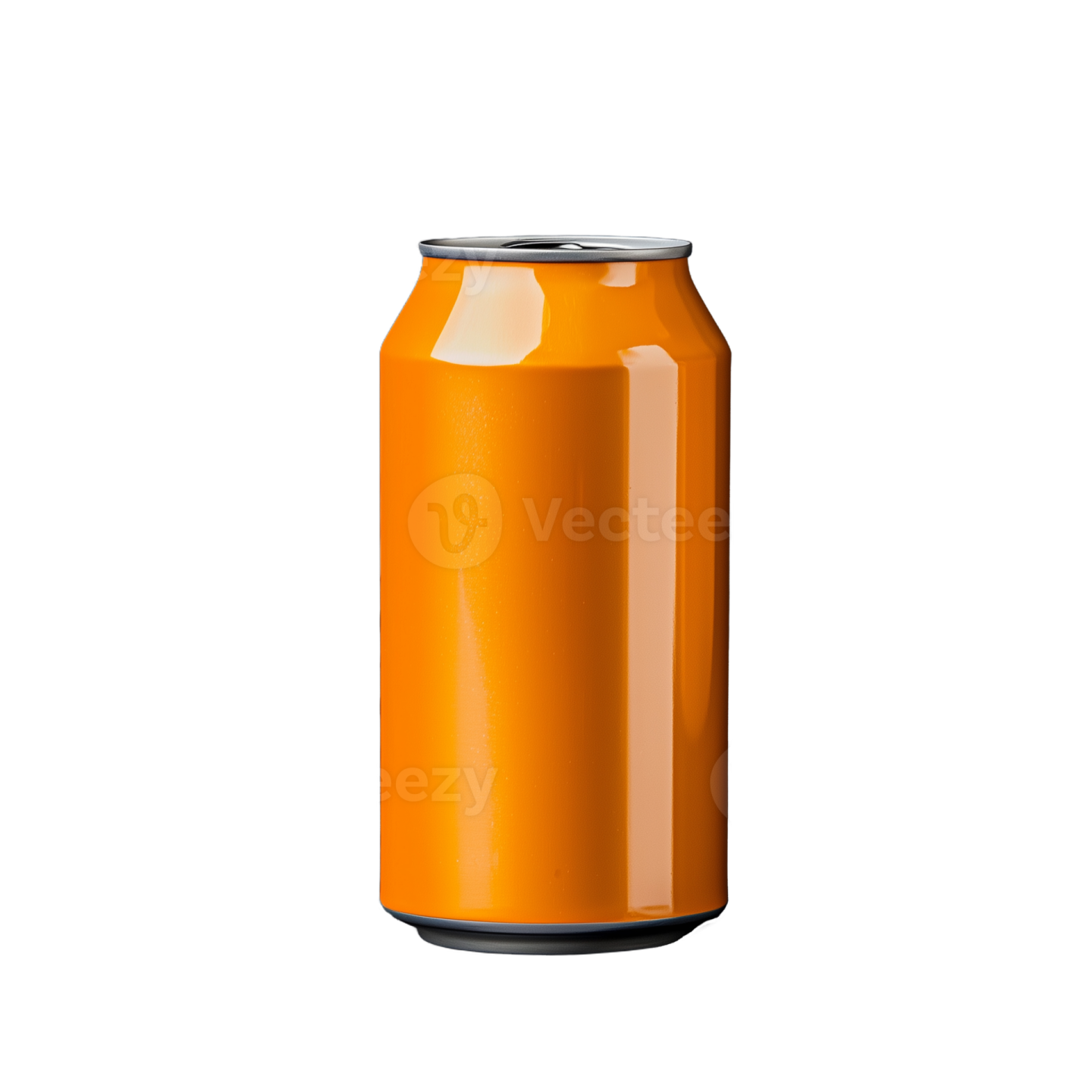 a can of orange soda on a white background