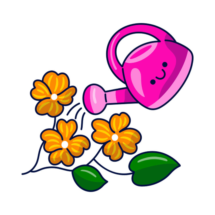 a watering with flowers in it