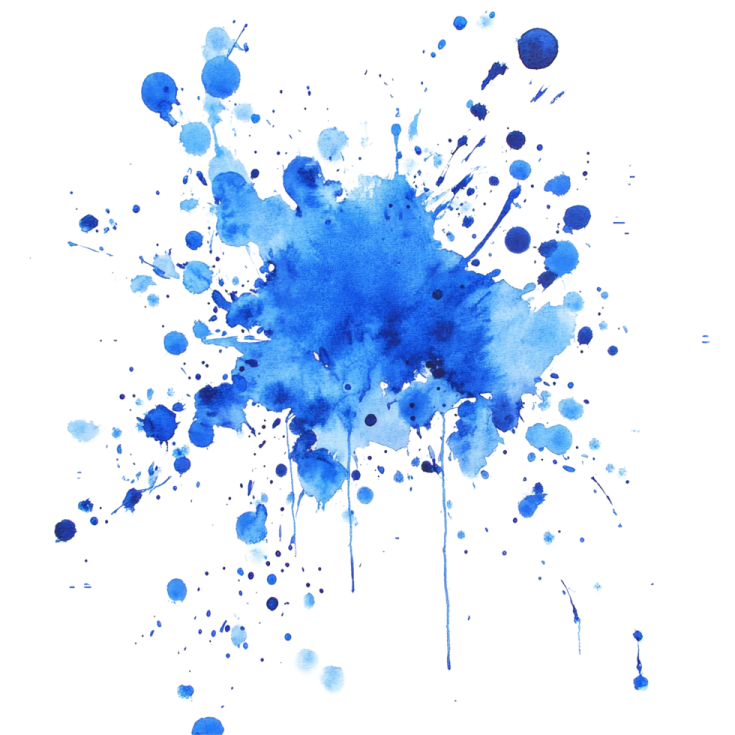 a blue watercolor stain on a white background