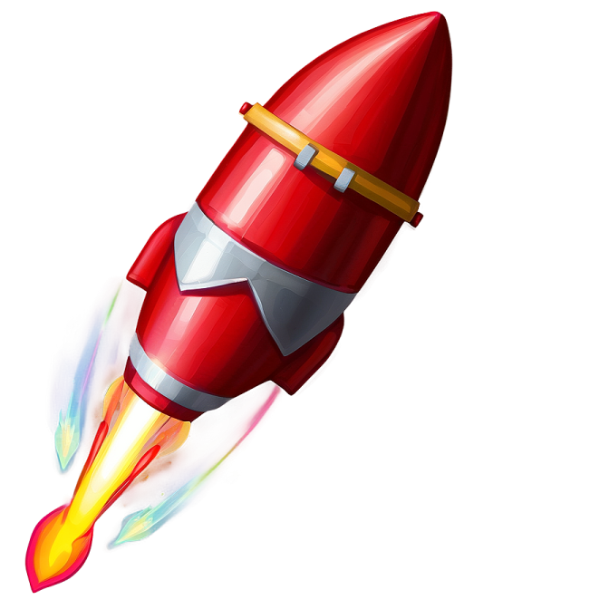 a red rocket flying through the air
