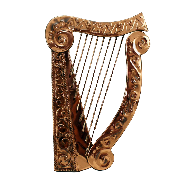a golden harp on a white background