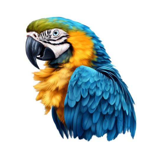 a colorful parrot with blue and yellow feathers
