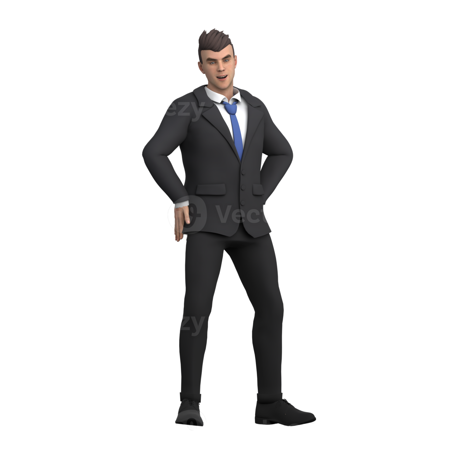 a 3d man in a suit and tie