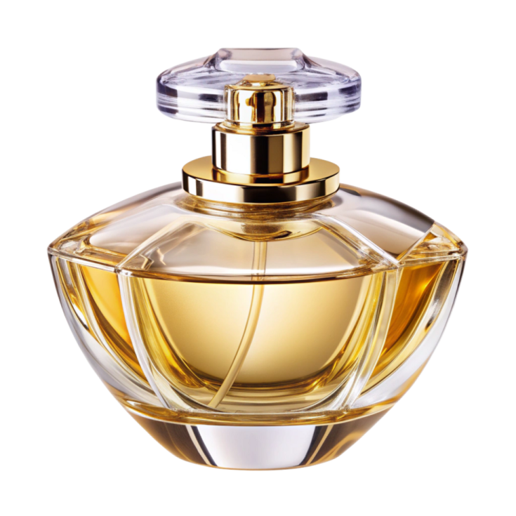 a bottle of perfume on a white background