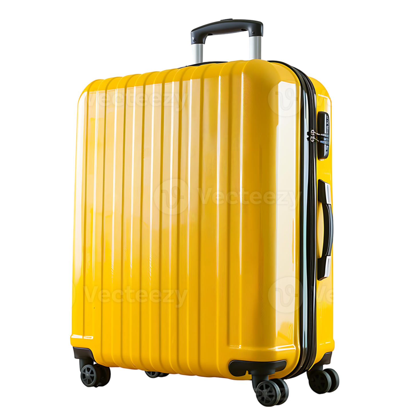 a yellow suitcase on wheels