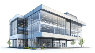 an architectural rendering of a modern office building