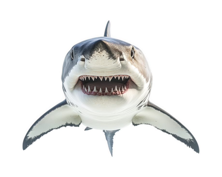 a great white shark with its mouth open