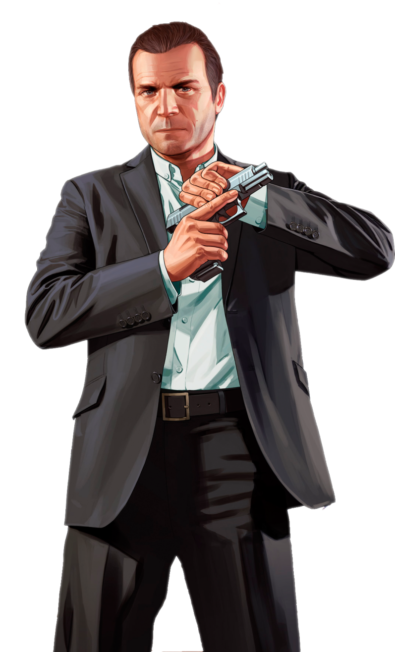a man in a suit holding a gun