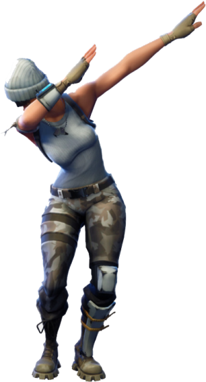 a woman in a gray shirt and black pants is dancing with her arms outstretched