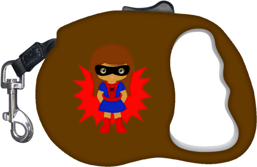 a brown dog leash with a cartoon character on it