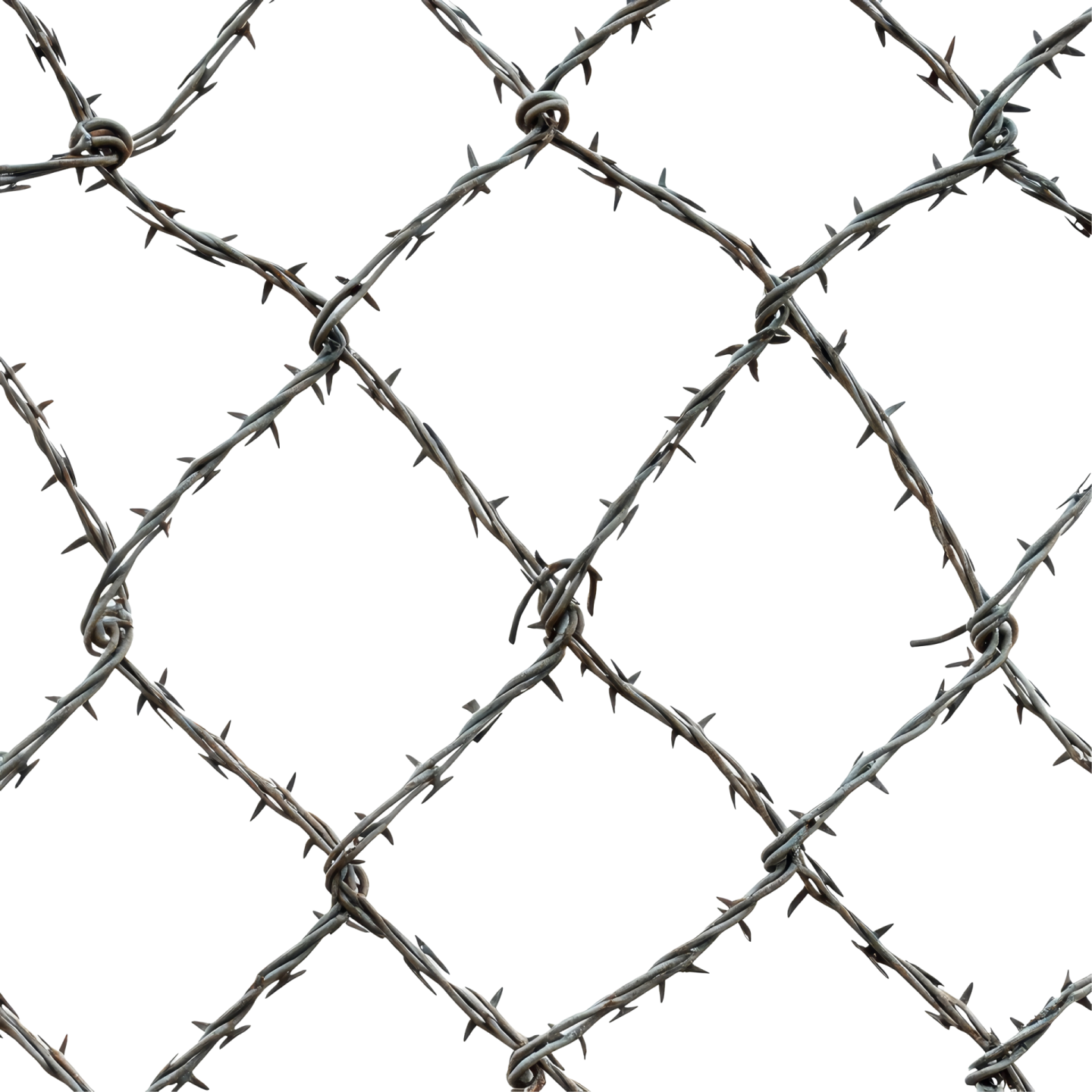 barbed fence on a white background