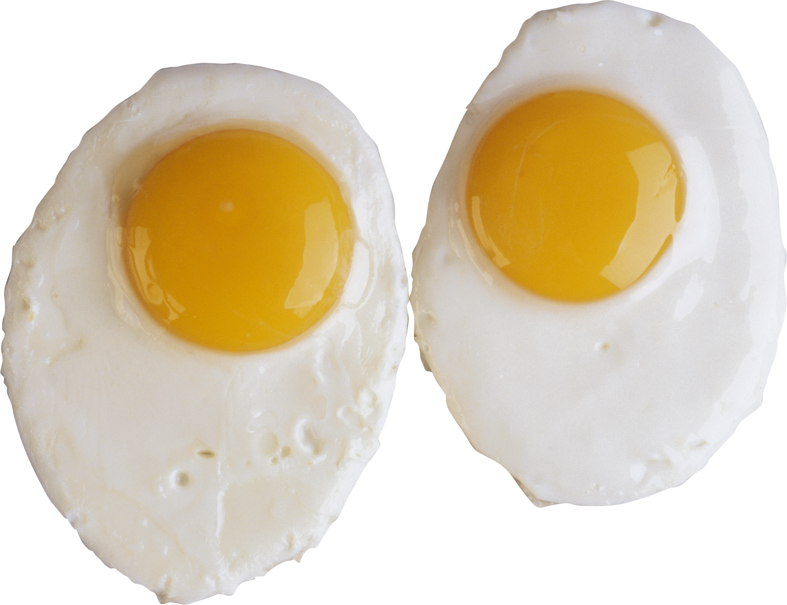 two fried eggs on a white background