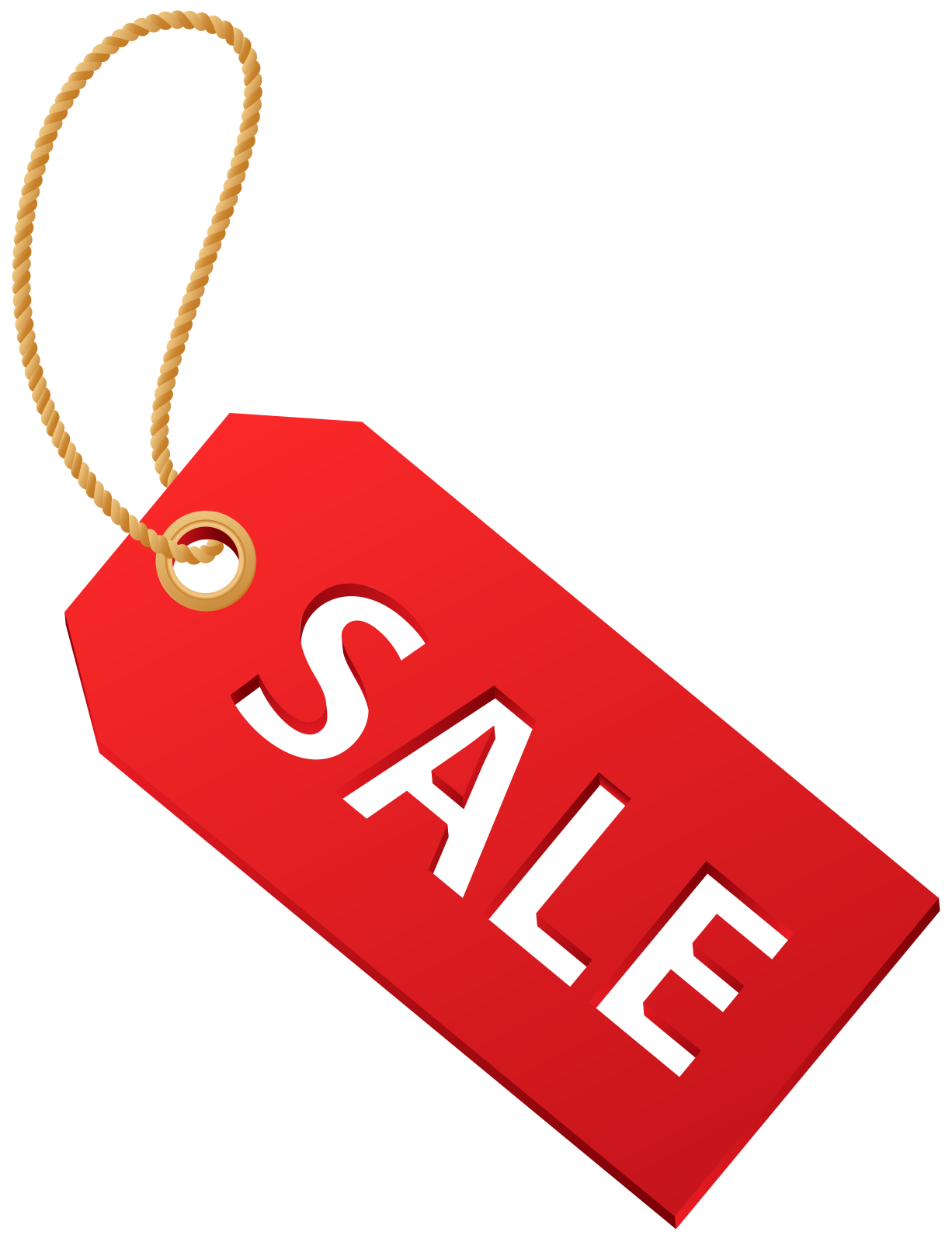 a red sale tag with the word sale on it
