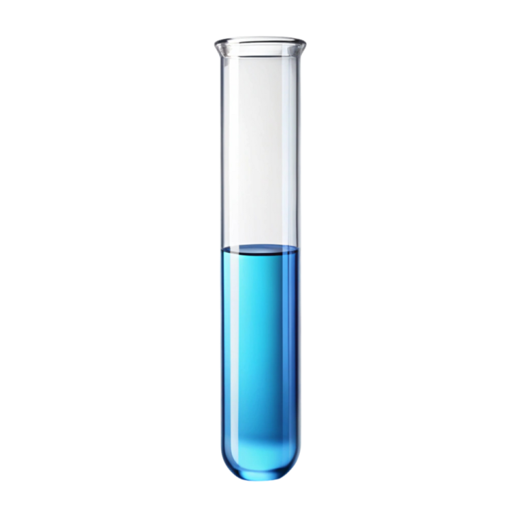 a blue liquid in a test tube