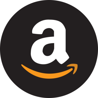 the amazon logo in a black circle