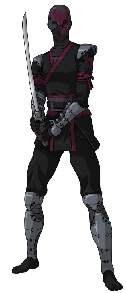 a drawing of a ninja with a sword