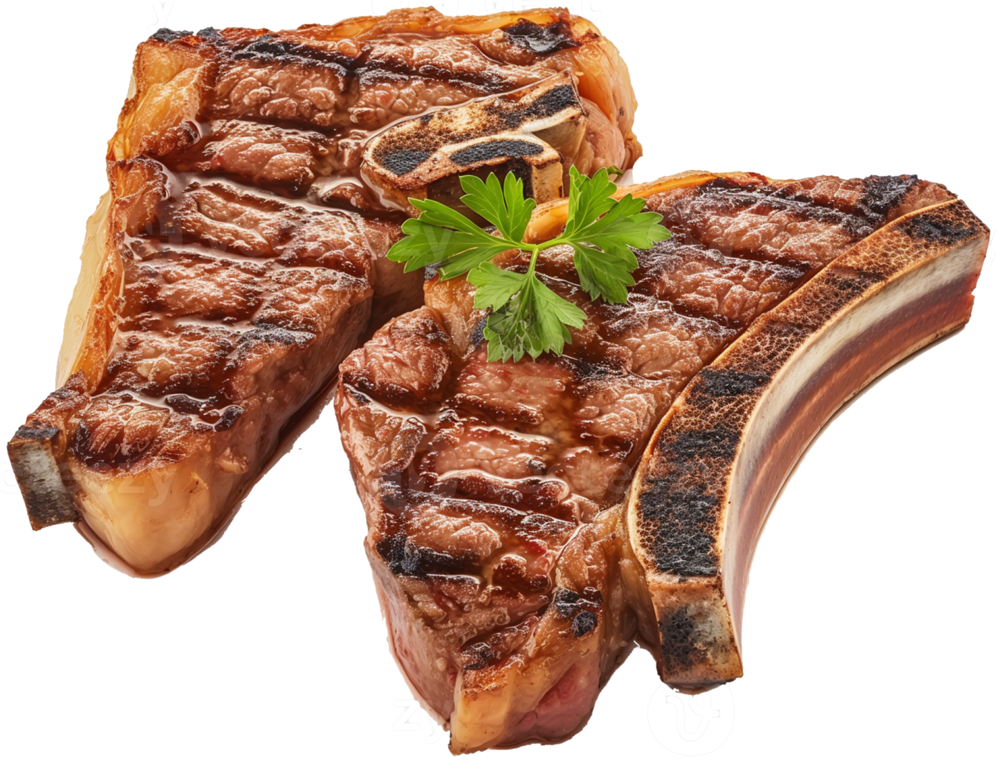 two pieces of beef on a white background