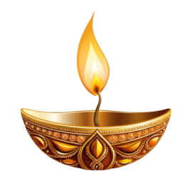a golden oil lamp on white background