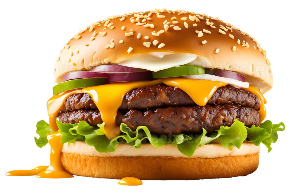 a hamburger on a white background