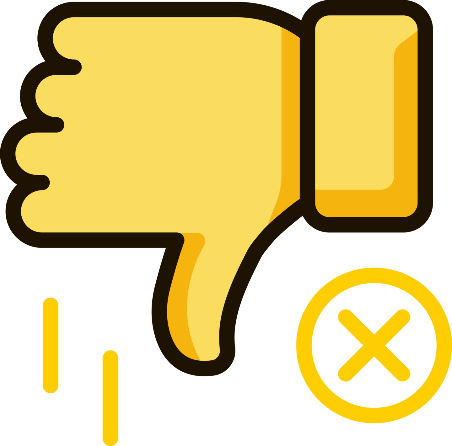a thumbs up icon with a yellow thumb on it