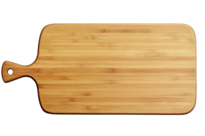 a cutting board with a wooden handle