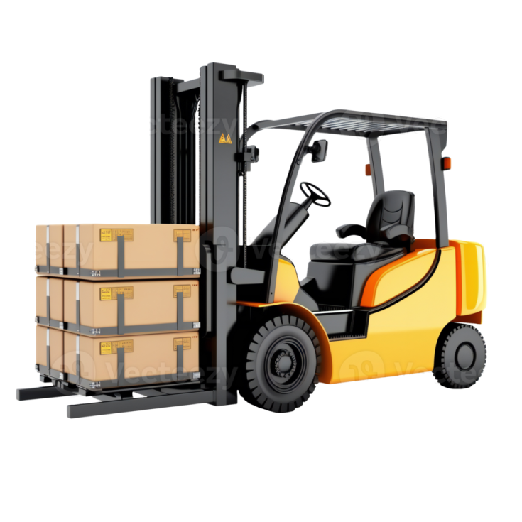 a fork truck with boxes on the back