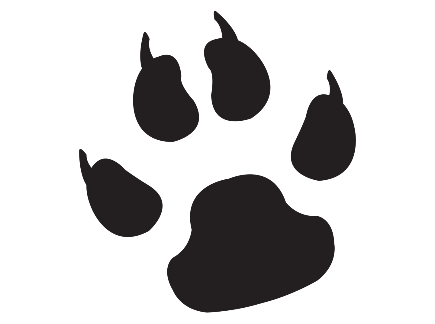 a black paw print on a white background