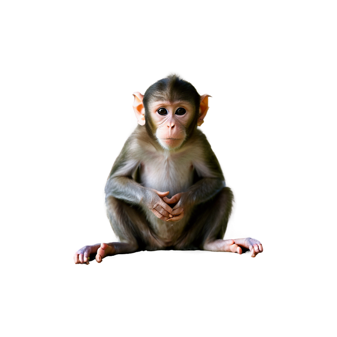 a monkey sitting on top of a white surface